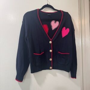Talbots Blue Cardigan with Heart Accents Size M